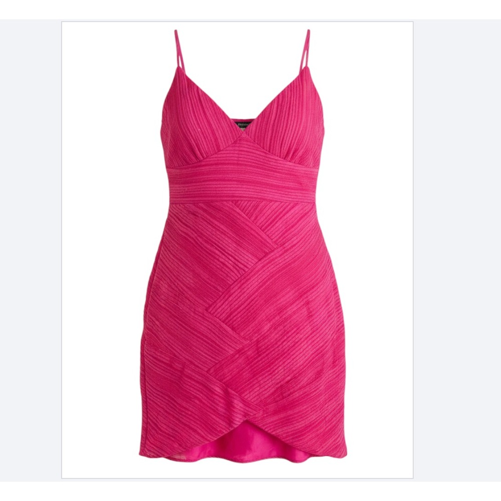 DO + BE Bandage Mini Dress HOT PINK Ruched/Rippled COCKTAIL PARTY Strappy SZ M